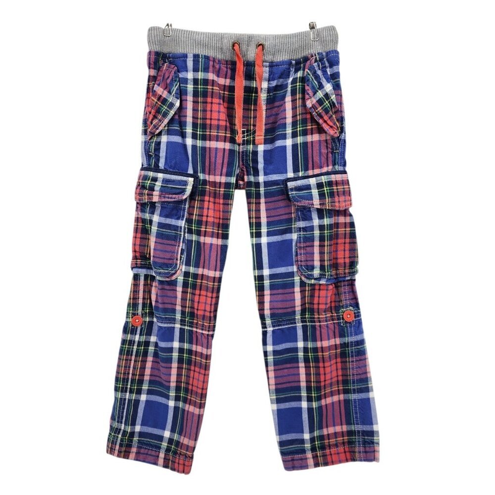 Mini Boden Child 6Y Pants The Plaid Cotton Cargo Convertible Pant Multicolor